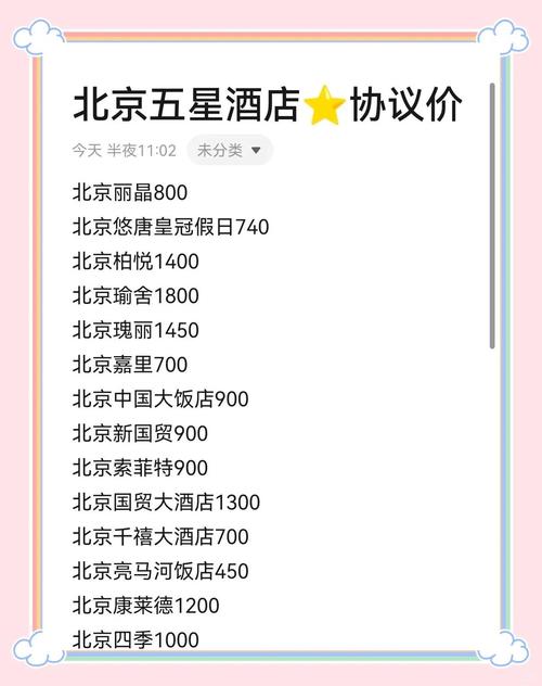 北京的酒店住一晚多少钱