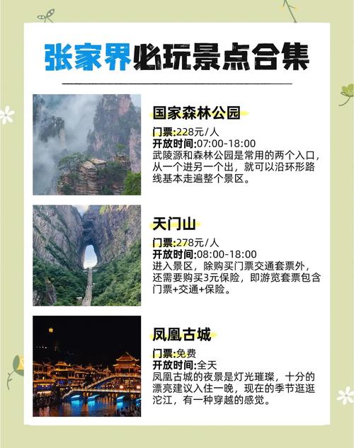 湖南张家界旅游景点门票价格