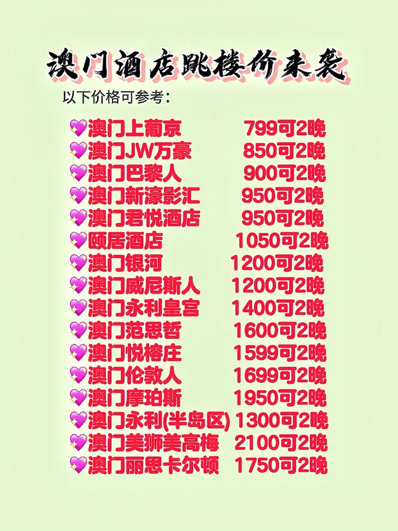 去澳门酒店一晚多少钱