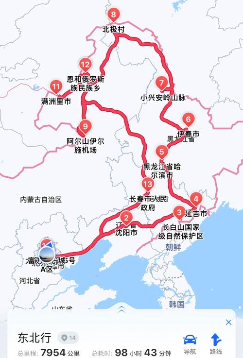 东北自驾游经典线路图