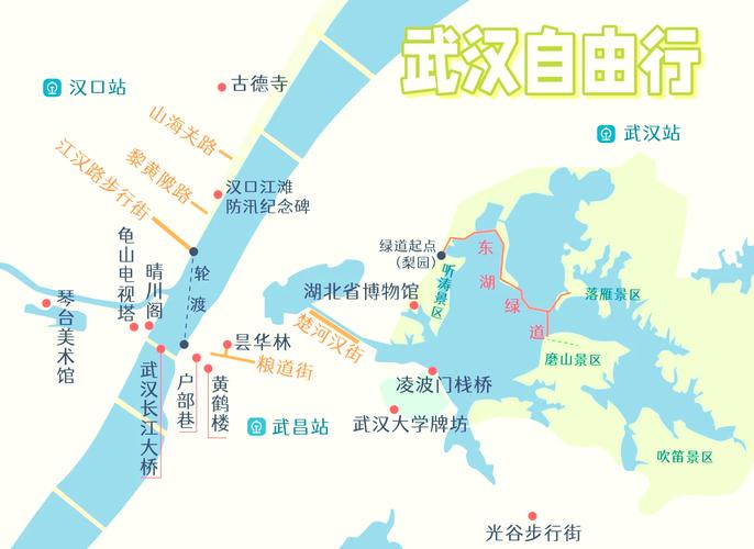 武汉几大景点地图位置